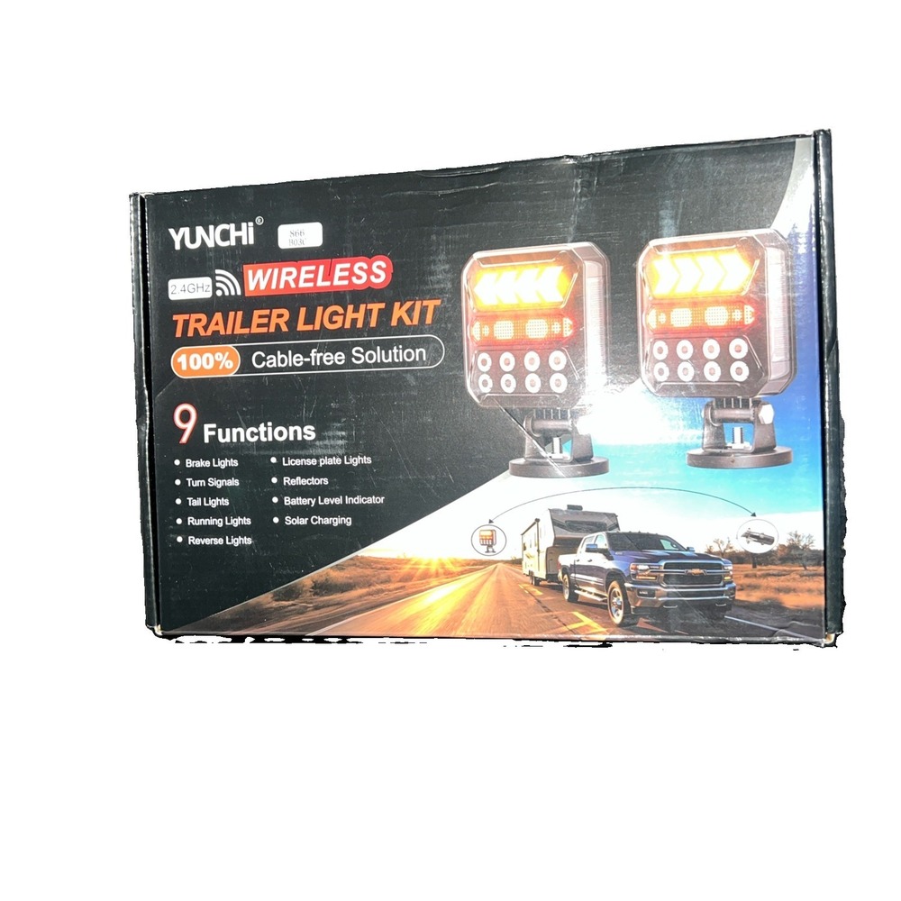 12N31/ Wireless Trailer Lights Kit, Solar USB-C Magnetic Rechargeable LED